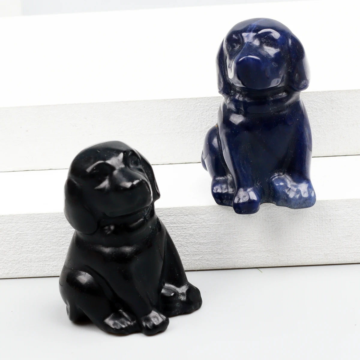 Crystal Dog Figurines – Hand-Carved Natural Stone Animal Dogs Figures for Chakra Energy Healing & Home Décor