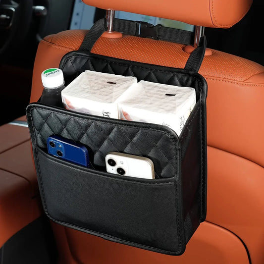 Multi-Functional Car Storage Bag Bin Unit PU Leather - Suitable For Most Vehicles