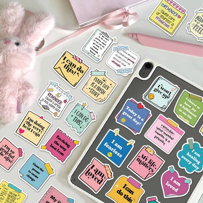 50Pc Self-Affirmation Quote Stickers – Motivational Waterproof Vinyl Pack