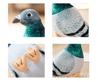 Lifelike 20cm Bird Plush – Dove, Pigeon & Magpie Designs