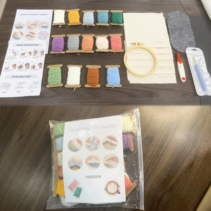 DIY Punch Needle Coaster Kit – Make 6 Dog Animal Coasters Craft Embroidery Set