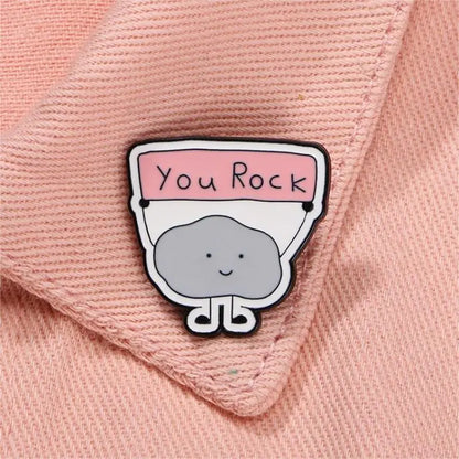 You Rock Cute Cartoon Enamel Brooch Lapel Pin Badge Bag Clothing Hat Accessory Gift