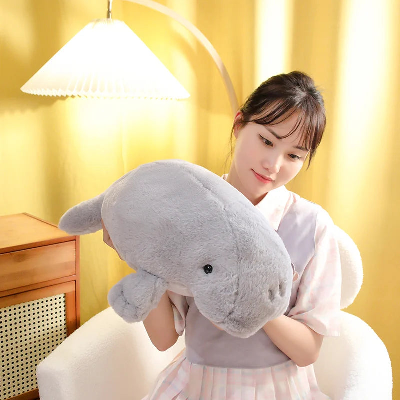 Large Manatee Plush Soft Toy – Sea Cow Cuddly Plush in 40cm or 50cm (Grey or White)