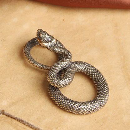 Mini Brass Copper Metal Snake Figurine – Desk Buddy Ornament Collectible