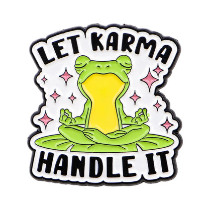 Karma Meditating Frog Funny Enamel Brooch Lapel Pin Badge Gift Mental Health