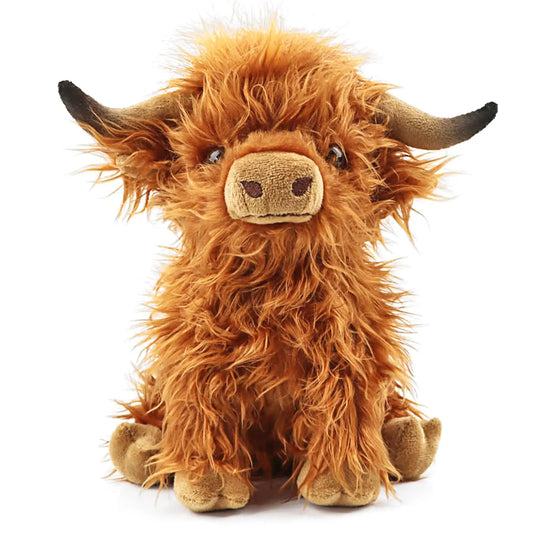 25cm Highland Cow Plush Toy – Soft Stuffed Animal in Brown or Black