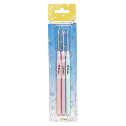 3‑Pack Crochet Hook Set – Soft-Grip Plastic Handles, Perfect for DIY Crafts & Gifts - Pastel Colours