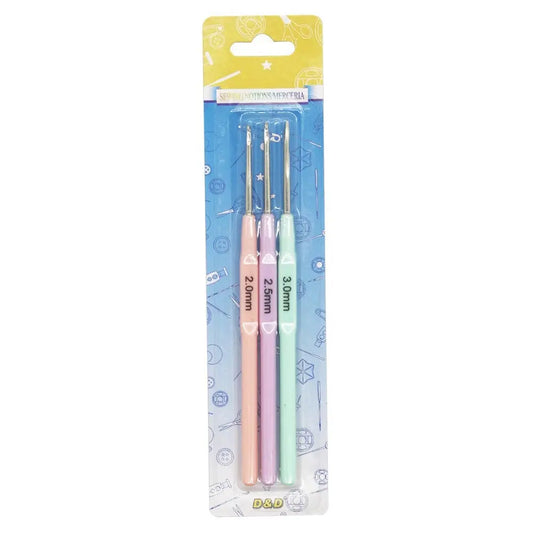 3‑Pack Crochet Hook Set – Soft-Grip Plastic Handles, Perfect for DIY Crafts & Gifts - Pastel Colours