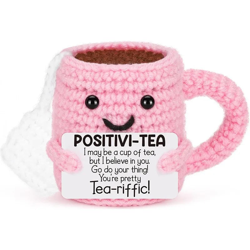 Crochet Knitted Positivity Pals Animals Cat Pineapple Tea Turtle Goose Otter - Emotional Support Gift Positivity Words of Encouragement Ornament - Perfect Gift