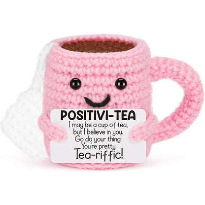 Crochet Knitted Positivity Pals Animals Cat Pineapple Tea Turtle Goose Otter - Emotional Support Gift Positivity Words of Encouragement Ornament - Perfect Gift