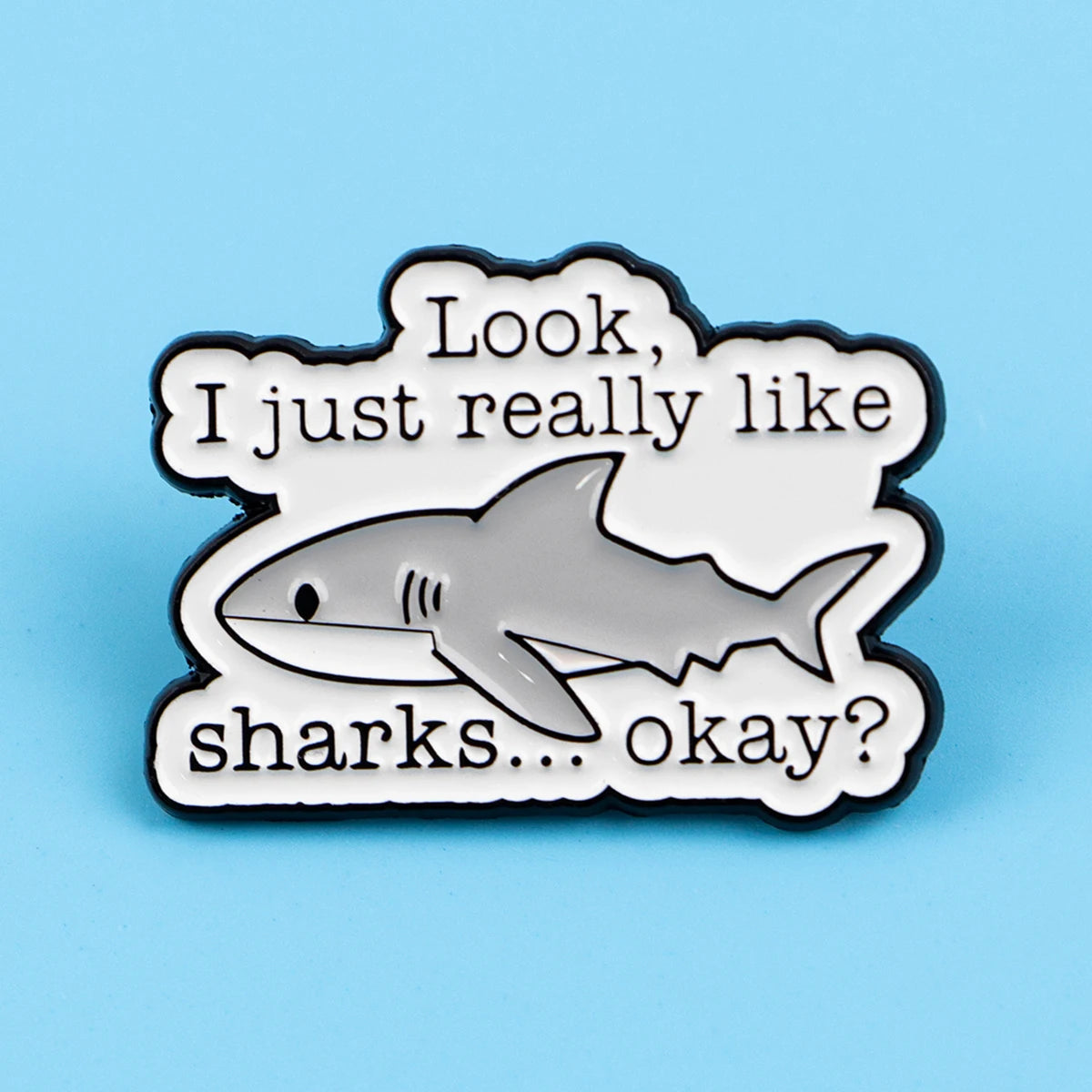 Shark Lovers Funny Enamel Brooch Lapel Pin Badge Novelty Gift
