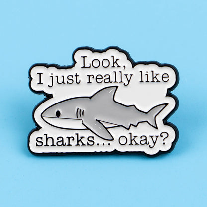 Shark Lovers Funny Enamel Brooch Lapel Pin Badge Novelty Gift