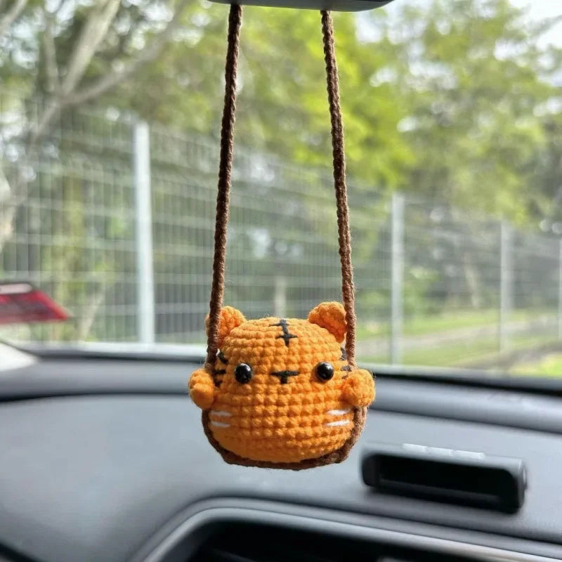 Cute Crochet Knitted Animal Swing Hanging Decoration for Car Home Bag Charm Gift