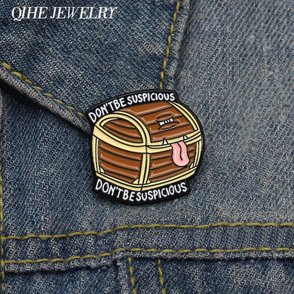 D&D Mimic Chest Enamel Pin Badge Don't Be Suspicious Cosplay Game Souvenir Brooch Bag Lapel
