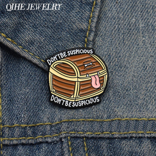 D&D Mimic Chest Enamel Pin Badge Don't Be Suspicious Cosplay Game Souvenir Brooch Bag Lapel