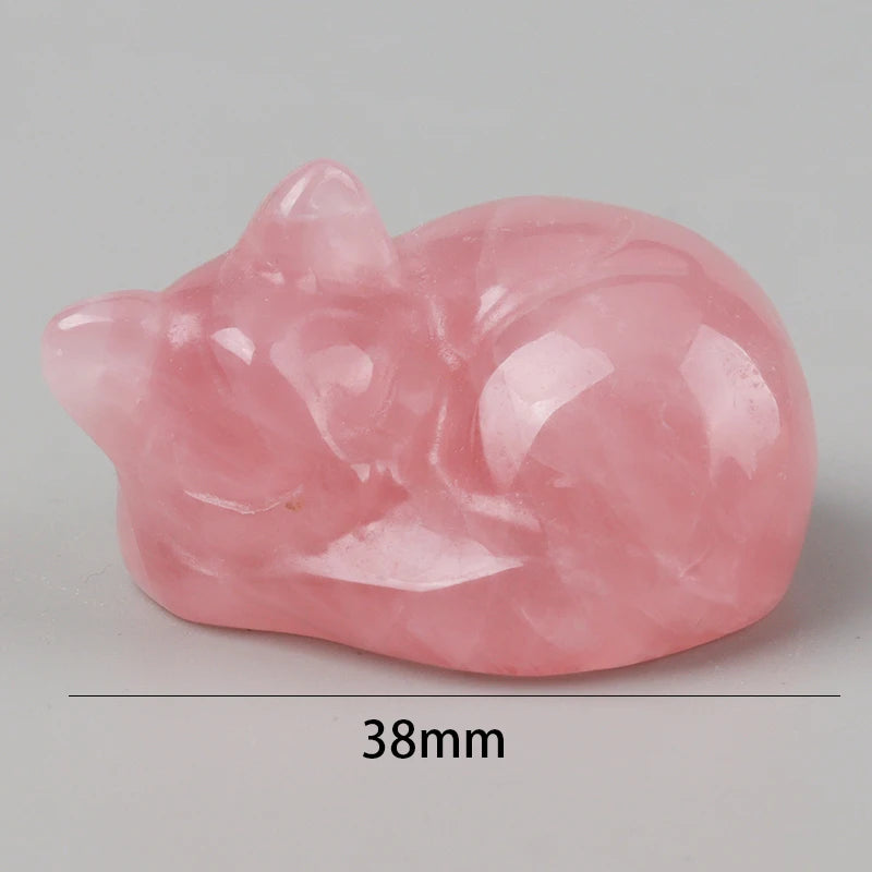 Crystal Sleeping Cat Figurines – Hand-Carved Natural Stone Animal Cats Figures for Chakra Energy Healing & Home Décor