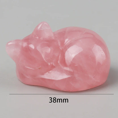Crystal Sleeping Cat Figurines – Hand-Carved Natural Stone Animal Cats Figures for Chakra Energy Healing & Home Décor