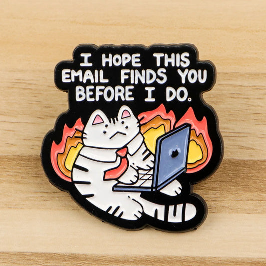 Funny Grumpy Angry Cat Enamel Pin Badge Brooch Office Humor Brooch Bag Jacket