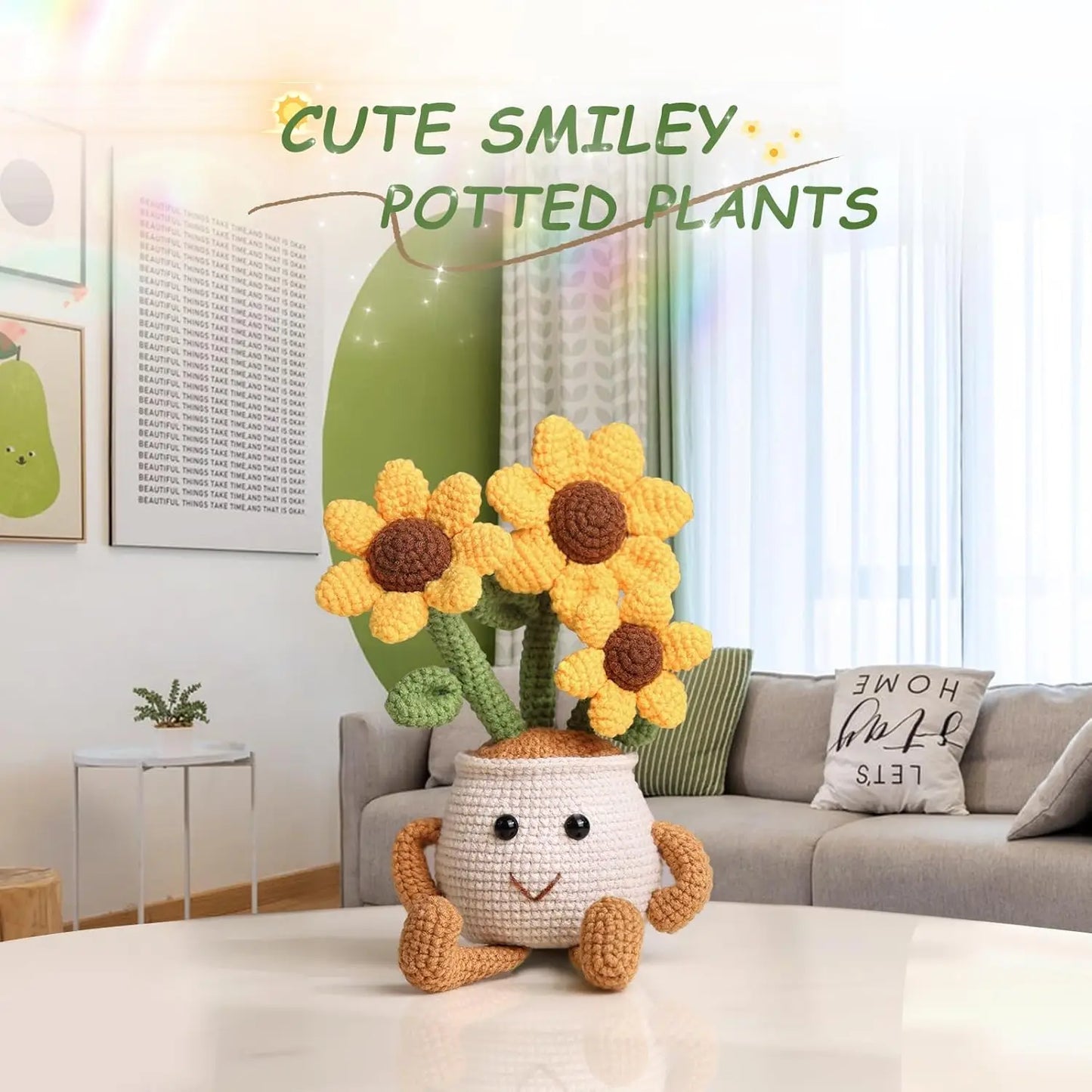 DIY Potted Plant Crochet Kit Beginners Starter – Daisy, Crocus, Snowdrop, Sunflower, Tulip Design