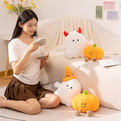 18-30cm Large Ghost Pumpkin Halloween Plush Soft Toy Smiling