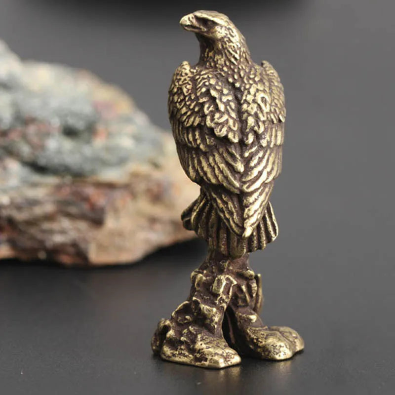 Mini Brass Copper Metal Eagle Figurine – Desk Buddy Ornament Collectible