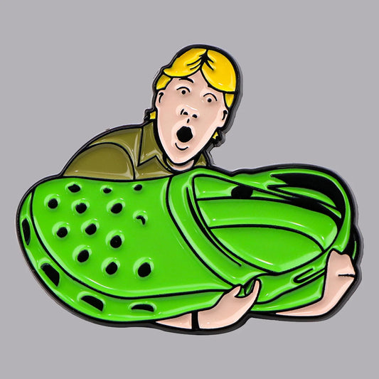 Crikey That’s A Large Croc Funny Pun Enamel Brooch Lapel Pin Badge Novelty Gift