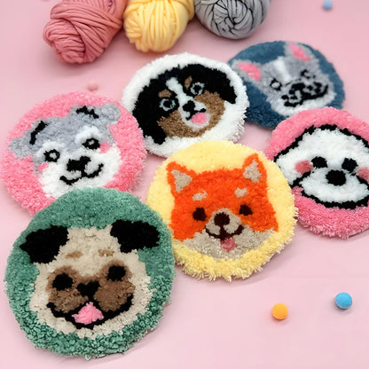 DIY Punch Needle Coaster Kit – Make 6 Cat, Dog, or Butterfly Animal Coasters Craft Embroidery