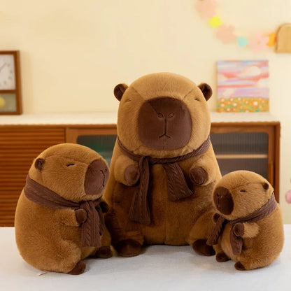 23/35CM Cute Capybara Plush Toy with Scarf -  Autumn Winter Seasonal