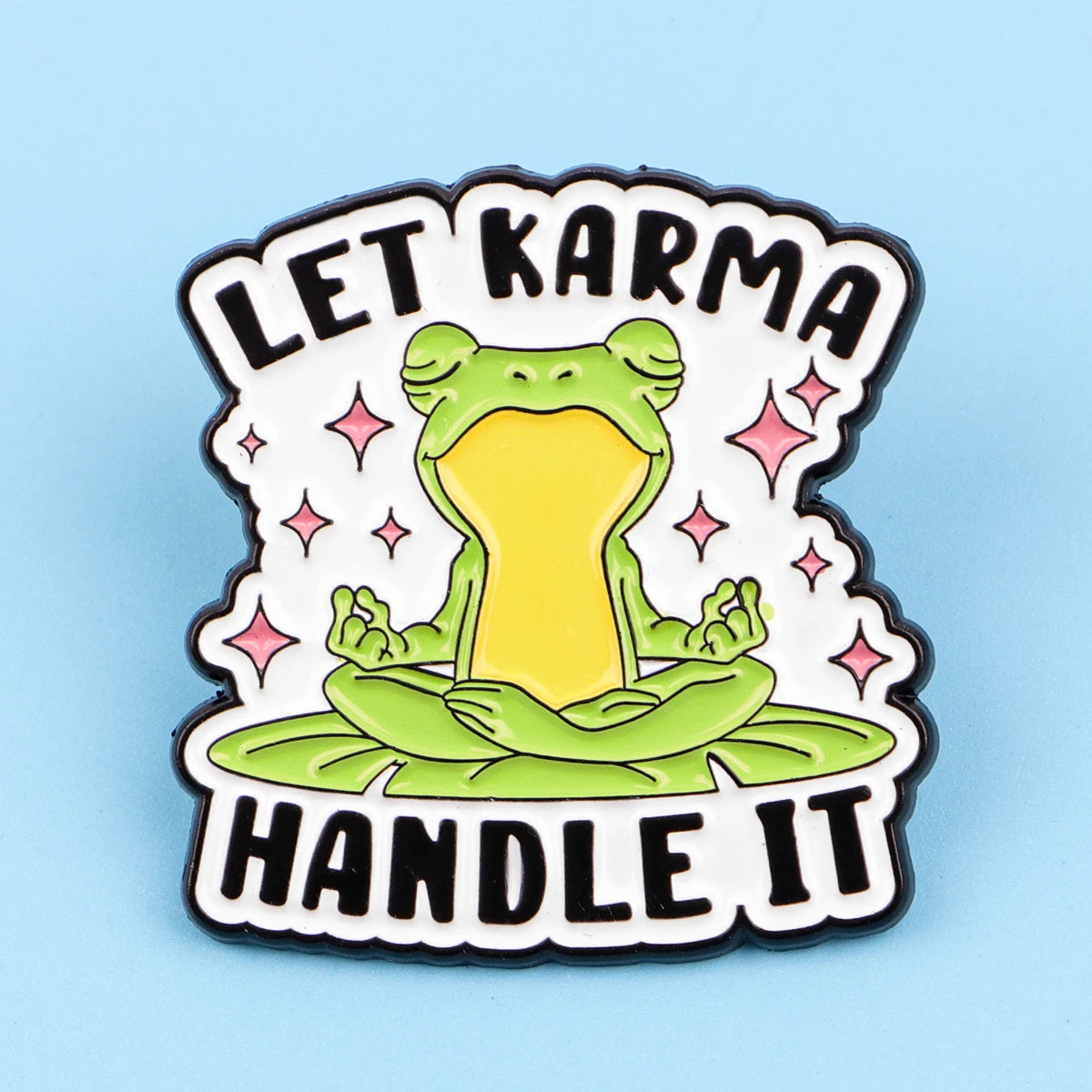 Karma Meditating Frog Funny Enamel Brooch Lapel Pin Badge Gift Mental Health