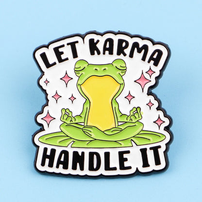 Karma Meditating Frog Funny Enamel Brooch Lapel Pin Badge Gift Mental Health