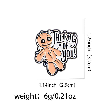 Thinking of You Funny Voodoo Doll Witchcraft Enamel Brooch Lapel Pin Badge Novelty Gift