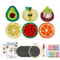 DIY Punch Needle Coaster Set Kits – Make 6 Fruit Design Coasters Multiple Design Choice Craft Embroidery