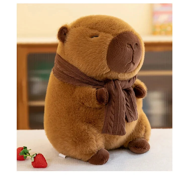 23/35CM Cute Capybara Plush Toy with Scarf -  Autumn Winter Seasonal