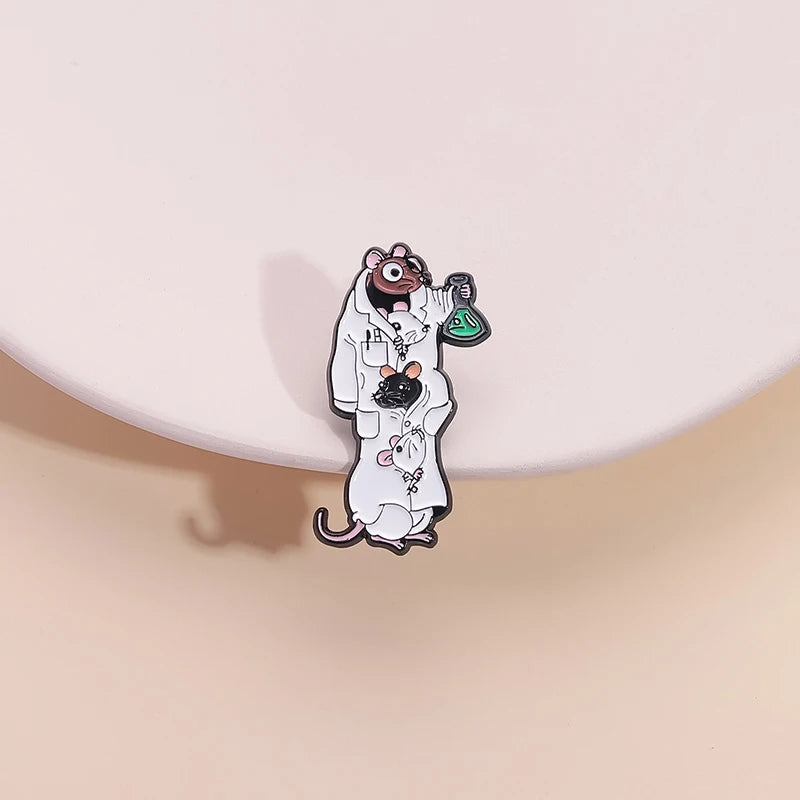 Funny Doctor Nurse Veterinarian Duck Dog Rat Enamel Brooch Lapel Pin Badge Novelty Gift