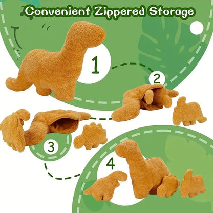 4 Piece Large Dino Nugget Plush Soft Toy Set – Dinosaur Chicken Nugget Soft Toys