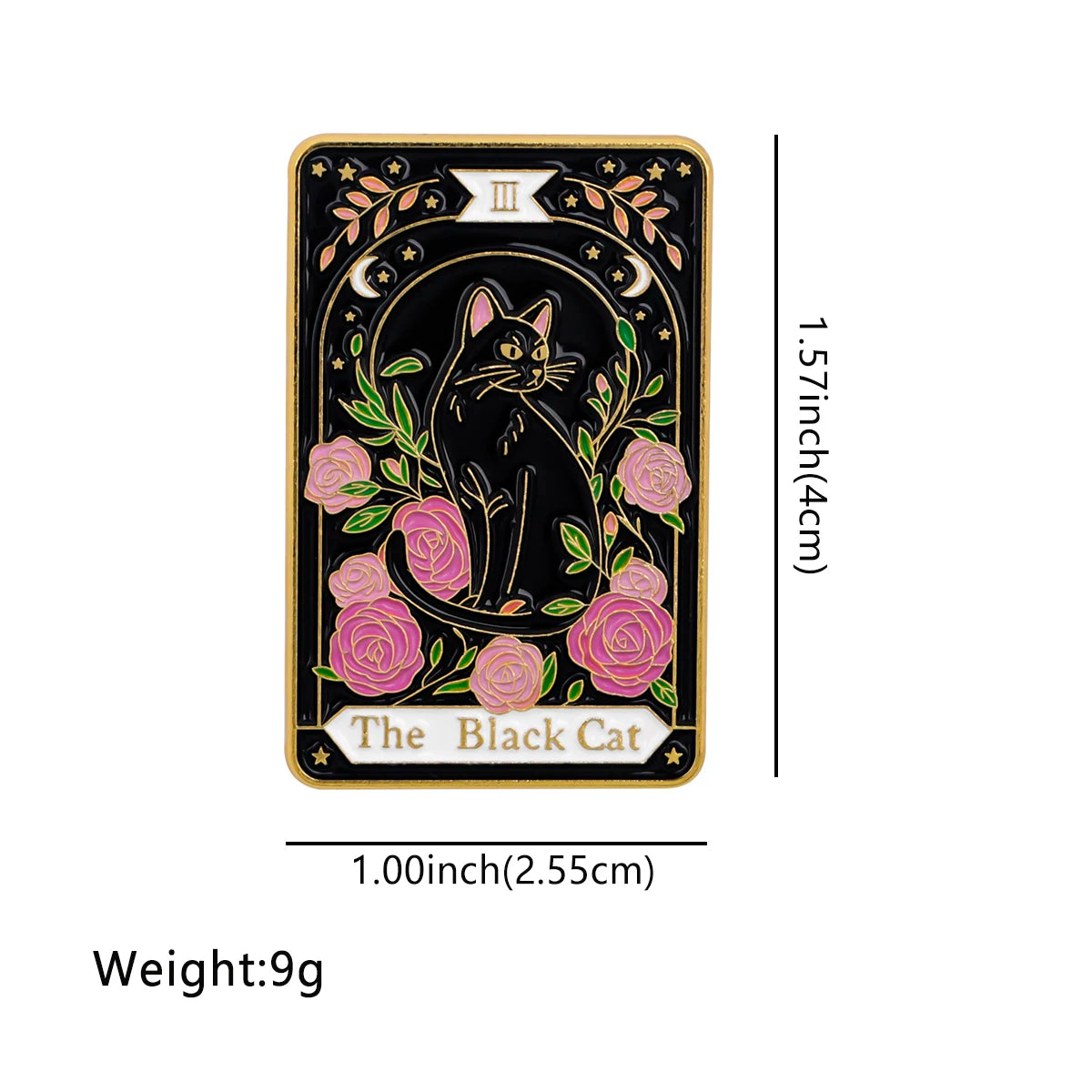 The Black Cat Tarot Card Style Enamel Pin Badge Brooch