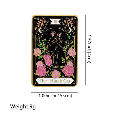 The Black Cat Tarot Card Style Enamel Pin Badge Brooch