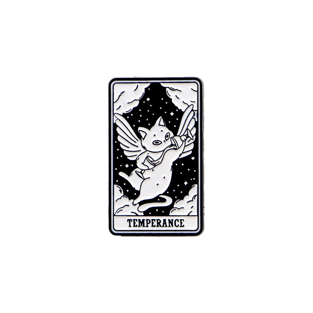 Mystic Black White Cats Tarot Card Design Enamel Pin Badges Moon Sun Strength Fortune Cat
