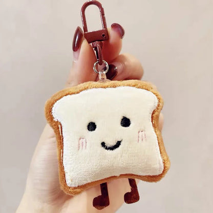 Cute Toast Bread Plush Keychain – Cartoon Food Pendant for Bags & Keys
