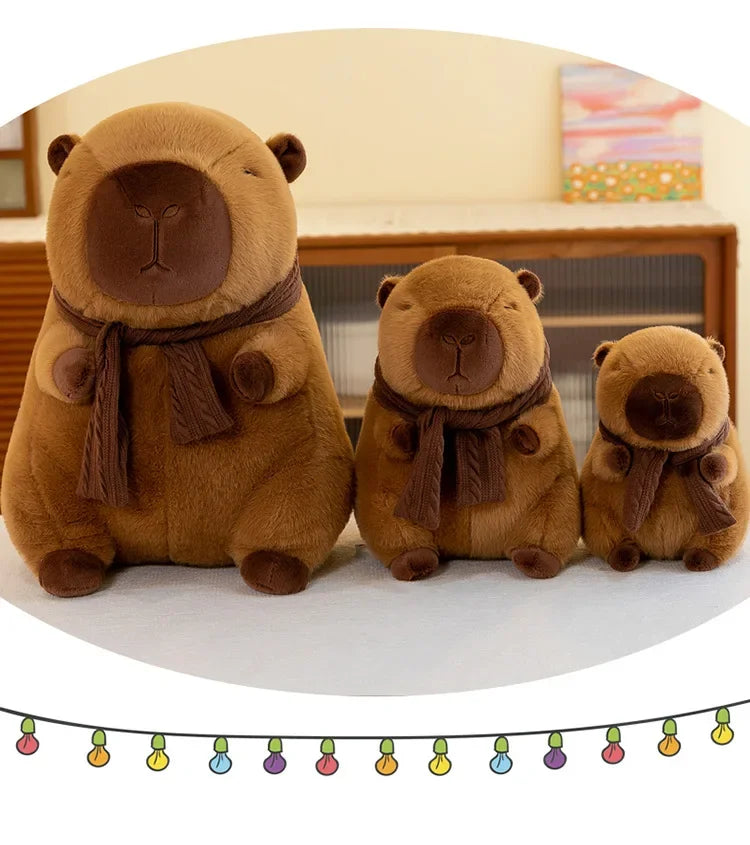23/35CM Cute Capybara Plush Toy with Scarf -  Autumn Winter Seasonal