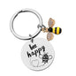 “Bee Happy” Inspirational Bee Keyring Keychain – Gift for Friends, Family