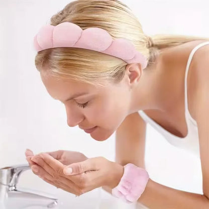 3-Piece Spa Headband & Wristband Set – Ultra Soft Makeup & Skincare Accessories