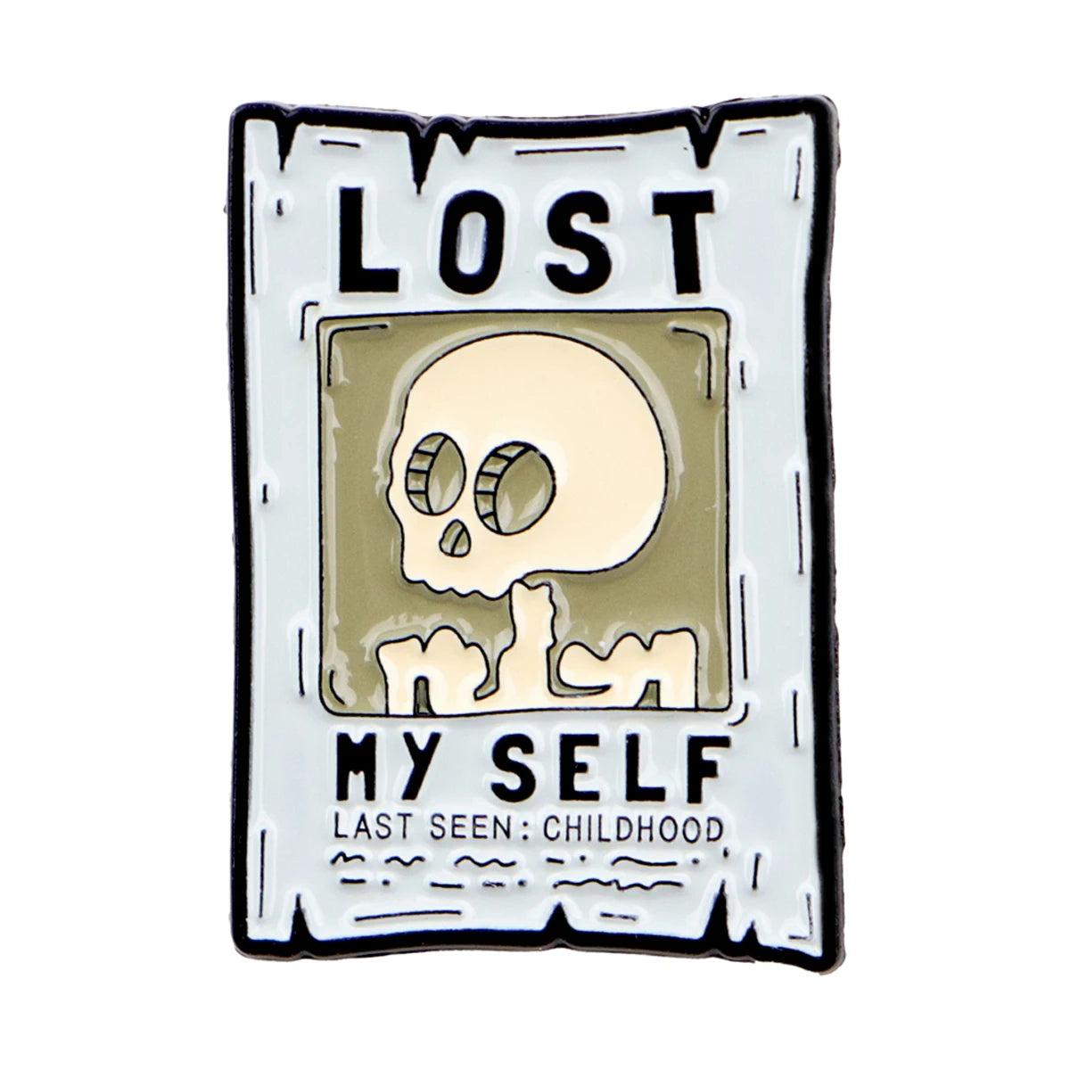 Skeleton Lost Myself Poster Funny Sarcastic Enamel Brooch Lapel Pin Badge Novelty Gift