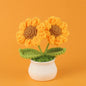 Crochet Knitted Artificial Flower Plant in Pot - Hand Woven Potted Desk Desktop Home Decor Gift Ornament