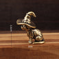 Mini Brass Copper Metal Sorcerer Cat Figurine – Desk Buddy Ornament Collectible