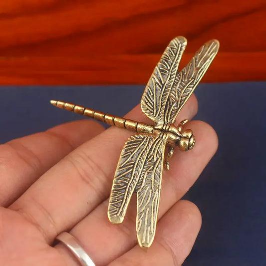 Vintage Brass Dragonfly Figurine – Antique-Style Desk & Home Decor Collectible