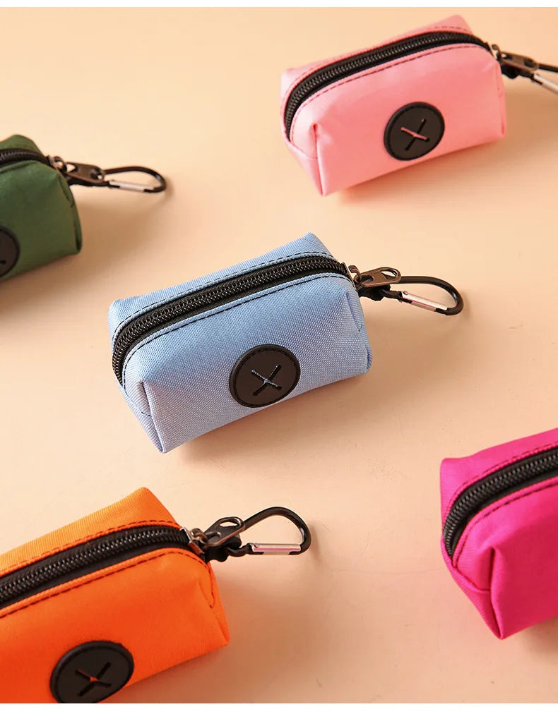 Canvas Dog Poop Bag Holder – Clip-On Pet Waste Bag Dispenser with Carabiner