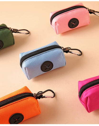 Canvas Dog Poop Bag Holder – Clip-On Pet Waste Bag Dispenser with Carabiner