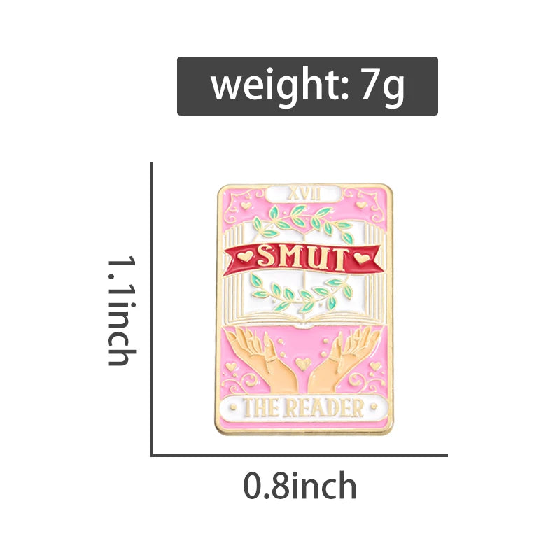 SMUT THE READER Tarot Card Brooch Enamel Pin Badge Book Lover Lapel Backpack Gift