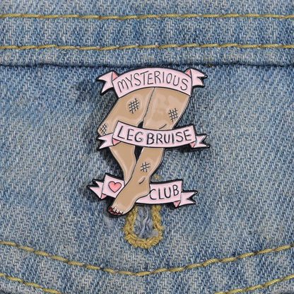 Mysterious Leg Bruise Club Funny Enamel Pin Badge Brooch Lapel Backpack ADHD